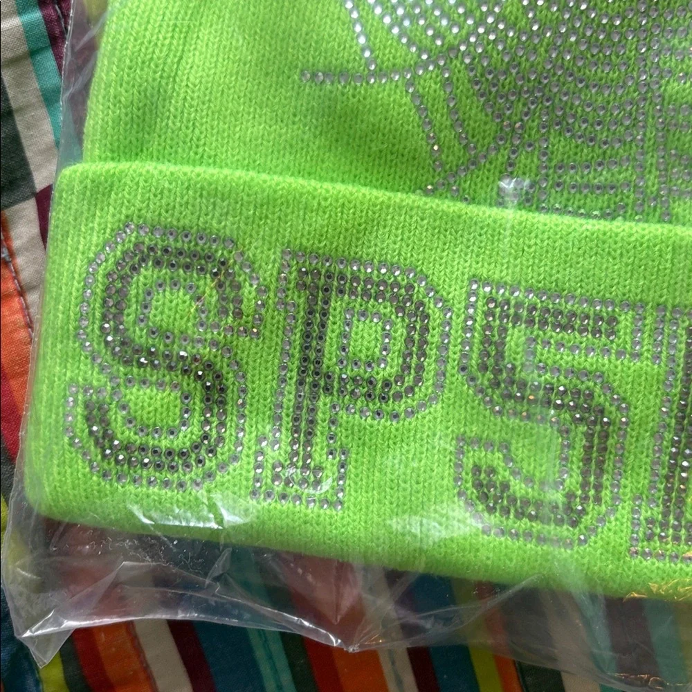 70% off  Sp5der Worldwide Rhinestone Beanie Size OSFA Neon Green NEW